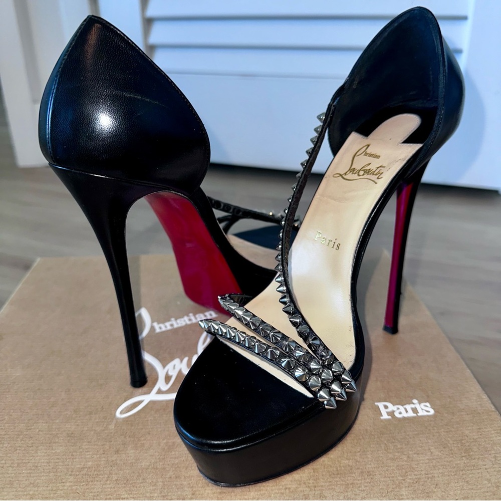 Christian Louboutin Black Platform Heels with Red Soles
